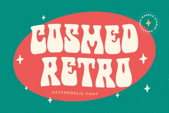 Cosmed Retro Font: Wavy Psychedelic Typeface for Marketers