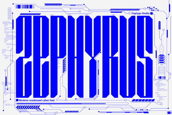Zephyrus Font: A Condensed Cyber Display Typeface